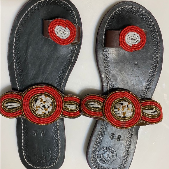 African Maasai sandals/ Leather sandals - Picture 2 of 2